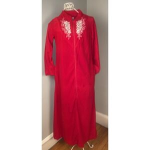 Katz USA Vintage Women's Housecoat Red/ White Trim Granny